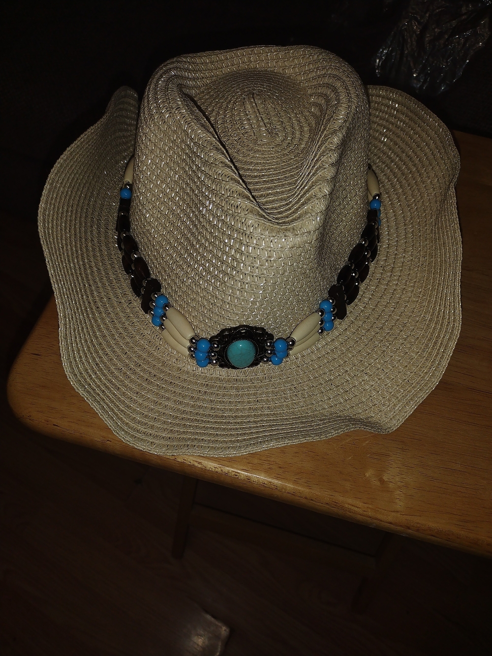 Turquoise Accent Beige Western Necklace - Women Jewelry